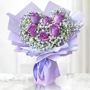 Charming Purple Rose Bouquet